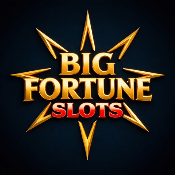 Golden text "BIG FORTUNE SLOTS" with a starburst design on a dark background.